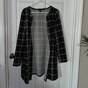 NWOT SHEIN Clasi Plus Plaid Open Front Coat Size 0XL